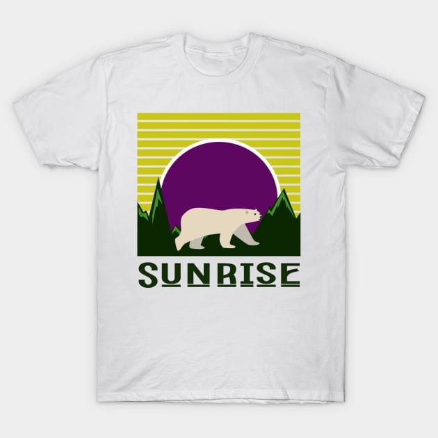 minimalistic blue sunrise with polar bear T-Shirt by grafitytees